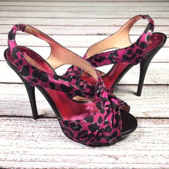 Betsey Johnson Shoes - Betsey Johnson Pink Leopard Slingback Heels 6